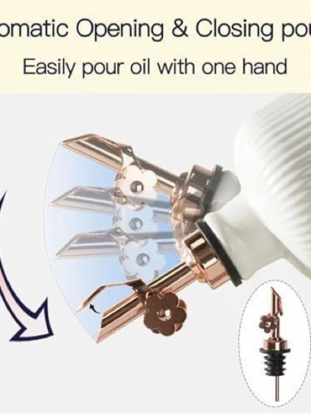 White Ceramic Oil Pourer Set with Rose Gold Spouts